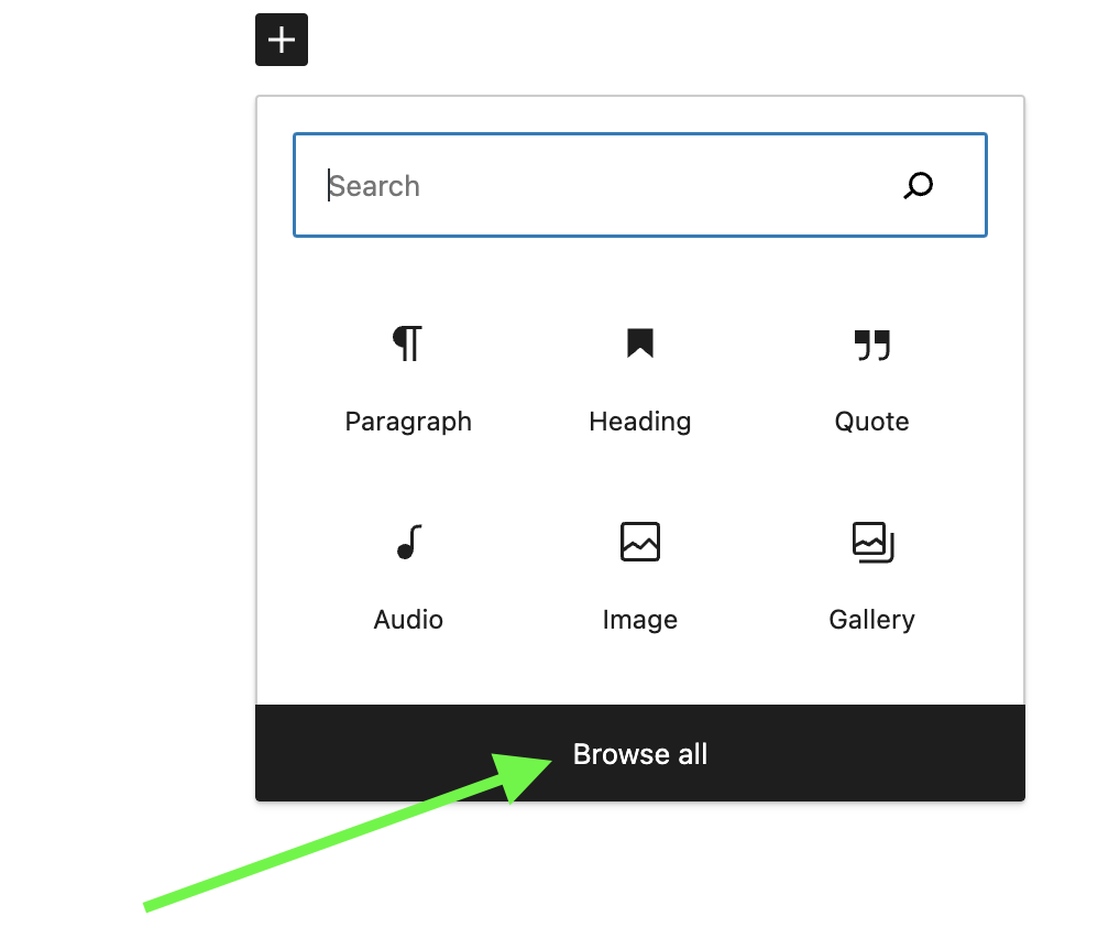 The block inserter modal window