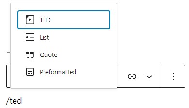 Adding a block via the “Slash” command from an empty row