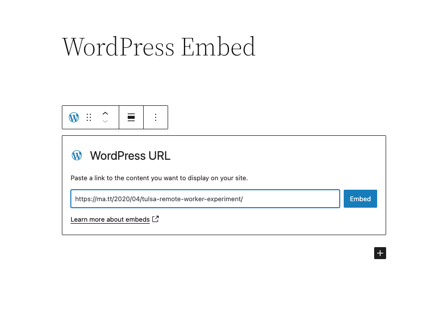 Image showing how to add the URL for the embed 