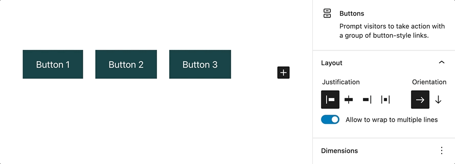 Layout settings for justifying blocks