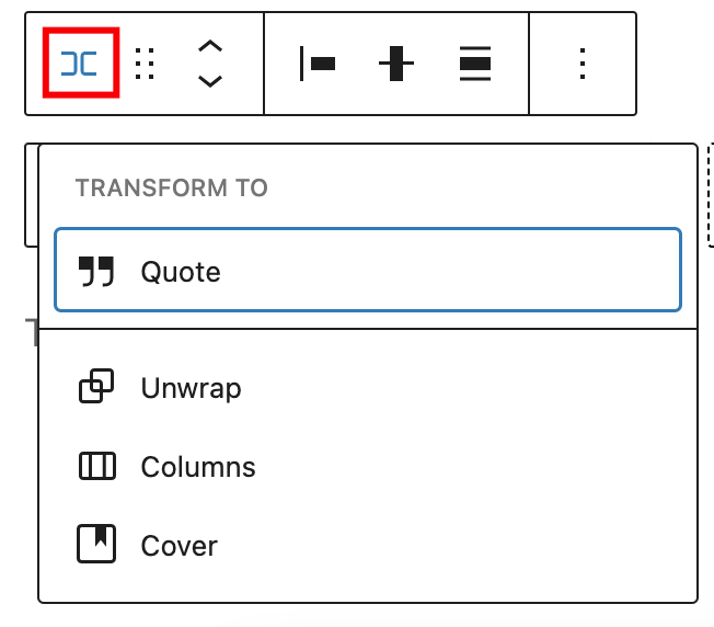 Tranform option in the row block