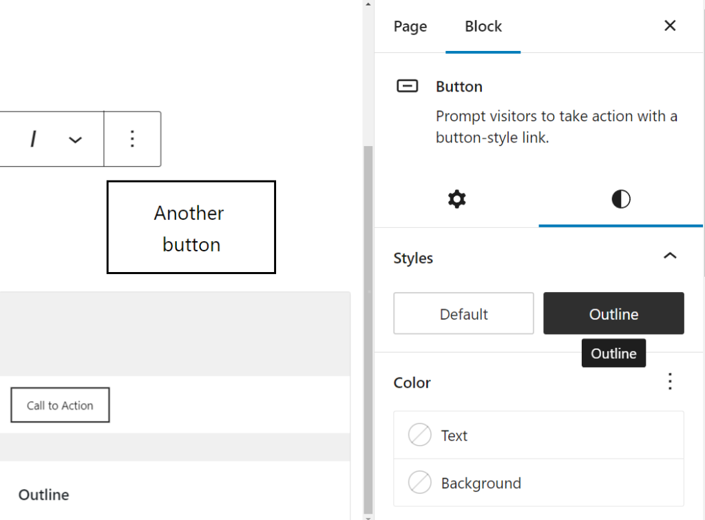 Styles settings for the individual button block