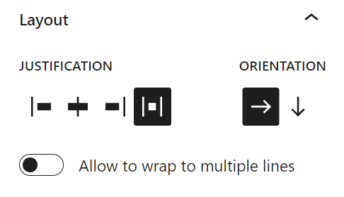 Layout settings for the buttons block