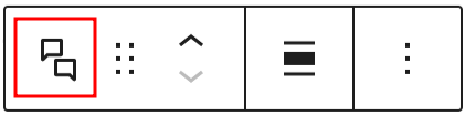 The transform button on the Comments block toolbar