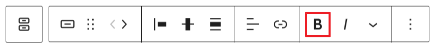 Bold text format in the button block toolbar